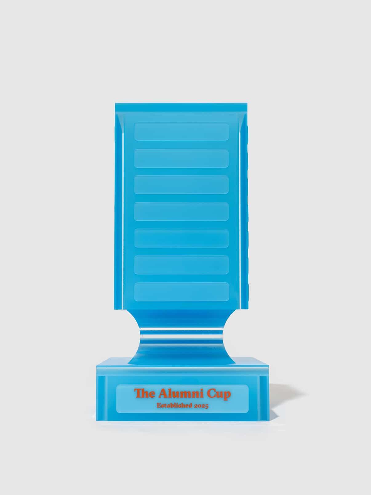 The Alumni Cup trophy, front view on white